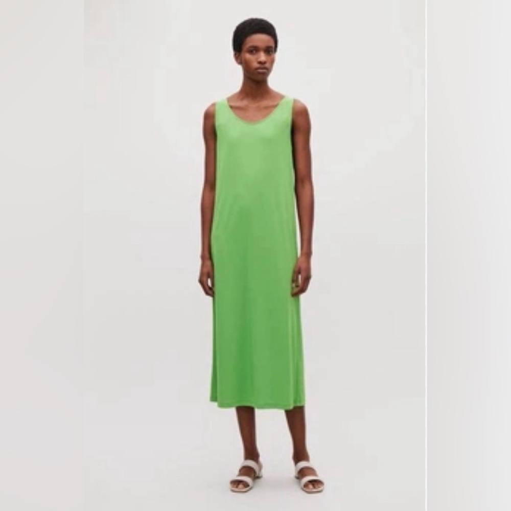 COS Keyhole-Back Jersey Midi Green Dress Size M